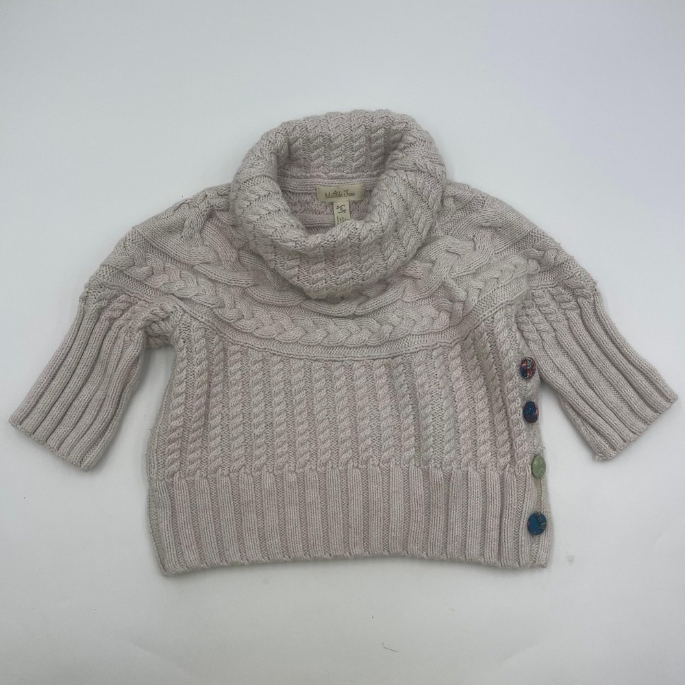 Matilda‎ Jane Girls Cable Knit Cowl Neck Sweater Size 6 Colorful Buttons
